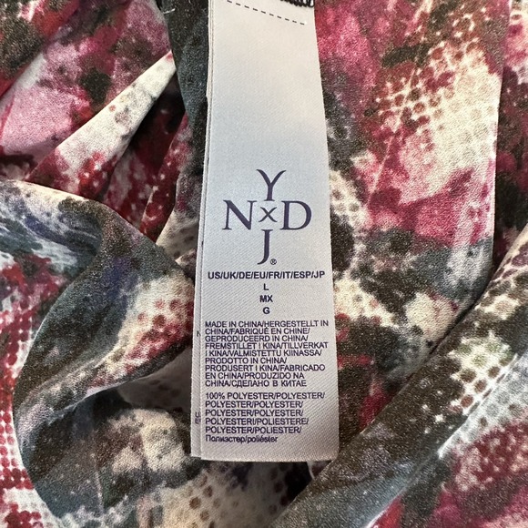 NYDJ Pleated Back Button-Up Top Tunic Womens Large Floral Multicolor Crew Neck - Picture 8 of 10